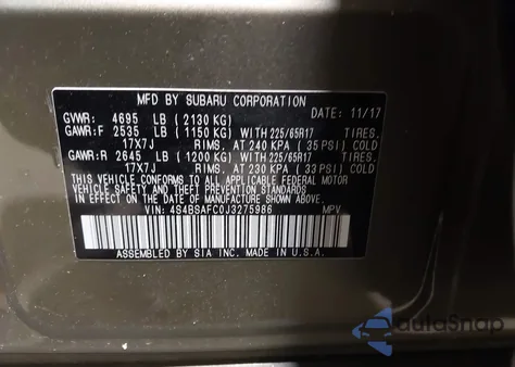 2018 Subaru Outback 2.5I Premium from USA, damaged, VIN 4S4BSAFC0J3275986